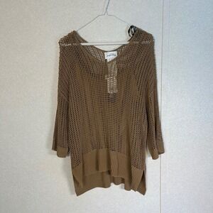 nwt joseph ribkoff open stitch sweater crochet overlay brown top set medium $205